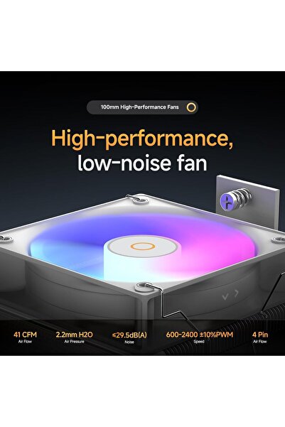 Generic Ocypus Gamma A40 ARGB WH Compact CPU Cooler, 100mm PWM Fan, 133mm Height
