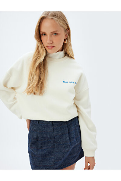 Koton Off-White Damen-Sweatshirt 5WAK10023PK