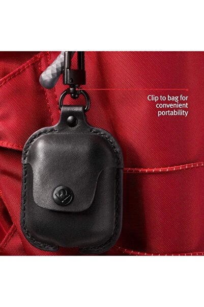 Twelve South AirSnap Leather Protective Case with Clip for AirPods (Black)