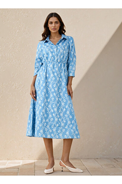 FAV Midi Shirt Dress with Floral Print