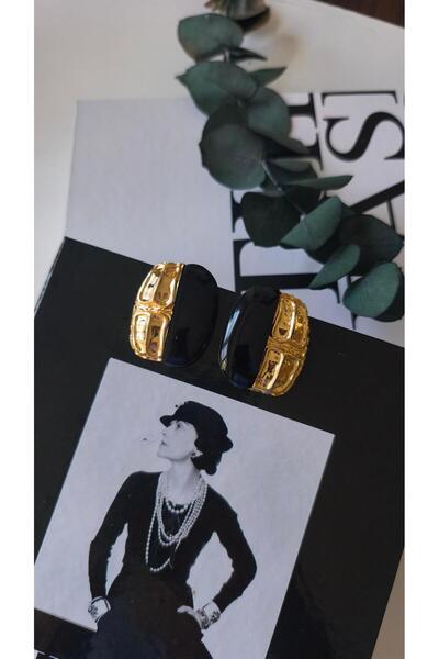 VOBEEYKU أقراط مستطيلة ذات لونين من الفولاذ المطروق