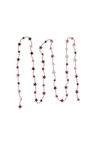 CADO Christmas Ornament Plastic Pearl Garland String, Decorative Star Pearl String- Red