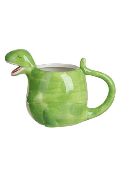 OEM Cană rotundă din ceramică verde cu design 3D de dinozauri 320 ml