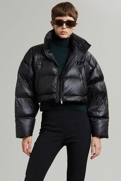 Madmext Black Oversized Double Zipper Shortenable Women's Coat Mg2606