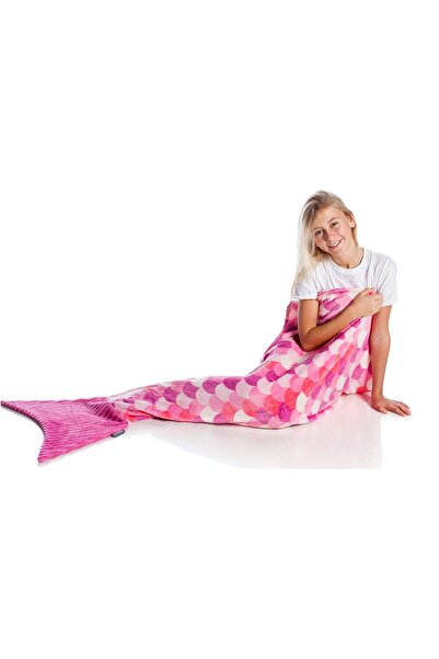 Kanguru Sirena Tail Microfiber Fleece Mermaid Blanket for Children (4-12 Years) - Mermaid Pink, 142