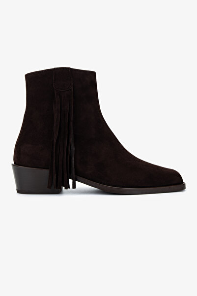 Valmenti Kadın Hakiki Deri Kahverengi Süet Topuklu Bot