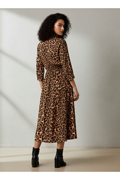 FAV Midi Cotton Shirt Dress with Animal Print