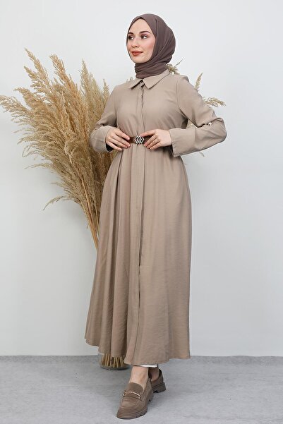 GİYZAMİLA Belted Shirt Tunic Beige