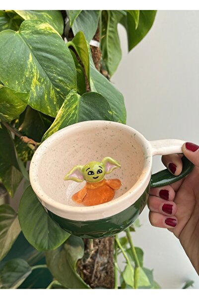 visera Star Wars/ Green Color Ceramic Mug with Yoda Figure