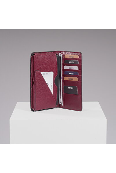DEERDERİ Hypnos Genuine Leather Portfolio Wallet with Phone Compartment