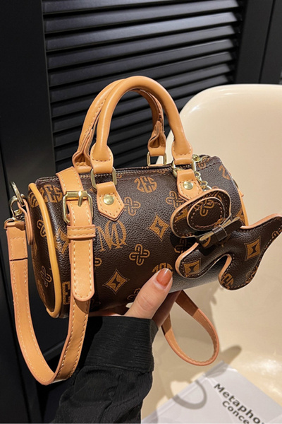 Louis Vettriano Women's Nano Style Small Crossbody Duffel Bag with Dog Charm Mini Handbag CrossbodyBag