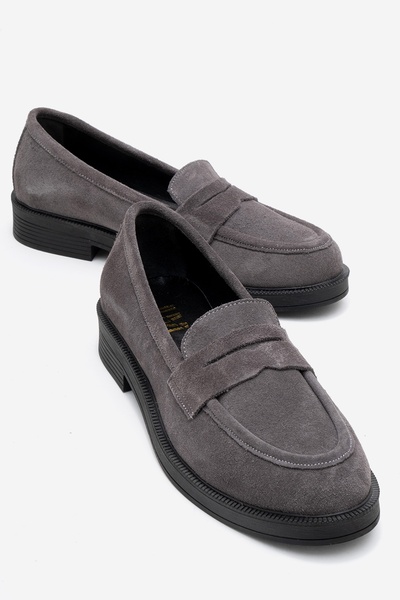 LuviShoes Γυναικεία παπούτσια Loafer από γνήσιο δέρμα καπνιστό σουέτ PLINE