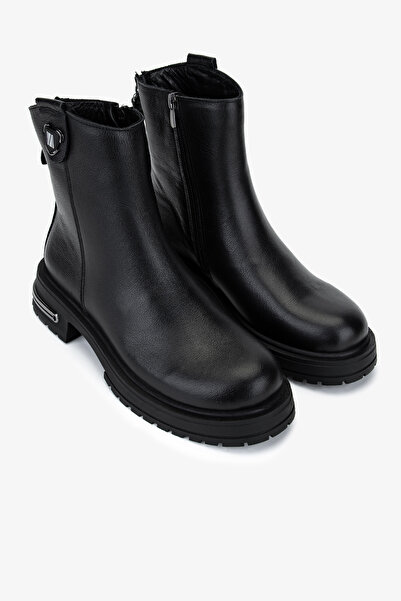 Valmenti Kadın Hakiki Deri Siyah Casual Bot