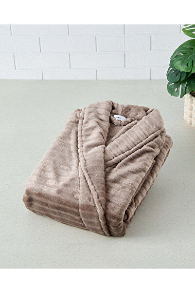 REDTAG Taupe Textured Fleece Bathrobe (M)