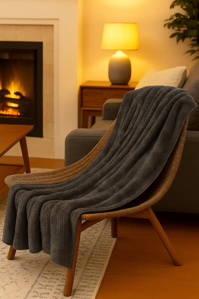 LOYA Anthracite Home Wellsoft Tv Blanket