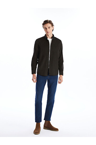 LC Waikiki Ανδρικό πουκάμισο με μακρυμάνικο βελούδο κατηγορίας Regular Fit SOUTHBLUE