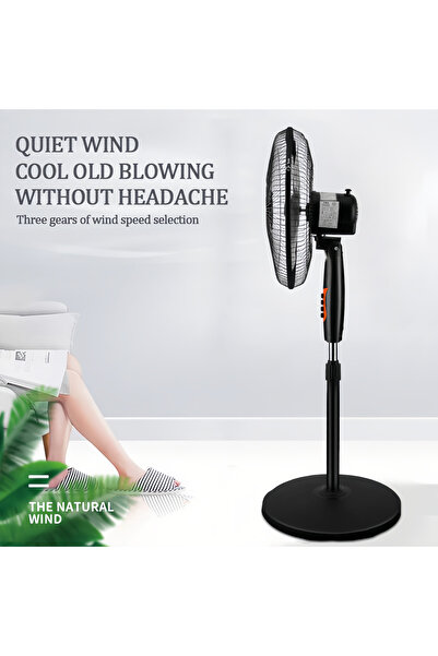 YESMAX 16 Inch Pedestal Floor Fan Electric Stand Fan Strong Wind for Room (Button switch)