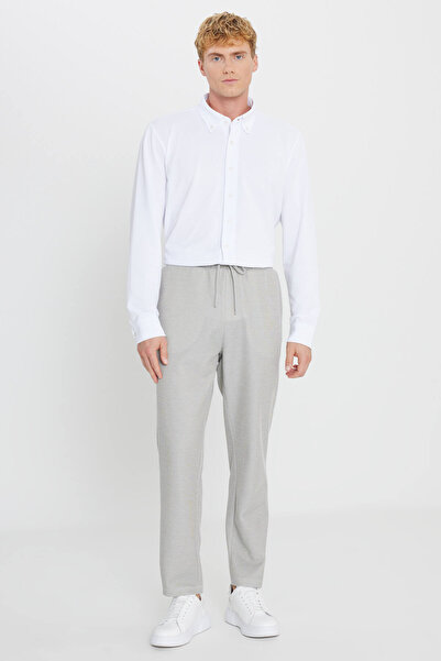 AC&Co / Altınyıldız Classics Ανδρικό παντελόνι από βαμβακερό χακί μελανζέ, κανονική εφαρμογή, κανονική εφαρμογή, με δεμένη μέση, πλαϊνές τσέπες