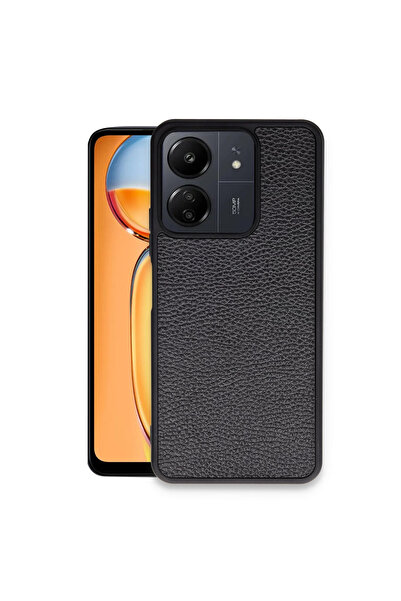 Marsilyan حالة Redmi 13c من جلد أراس - أسود