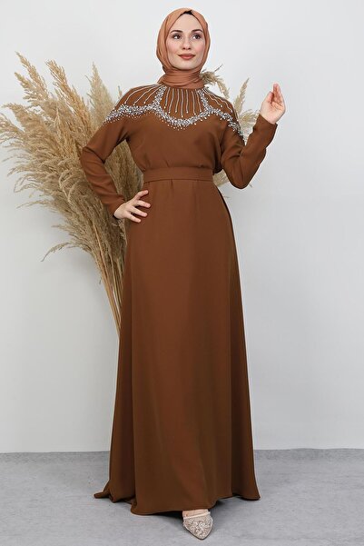 GİYZAMİLA Φόρεμα Nisan Taşlı ανοιχτό μουσταρδί