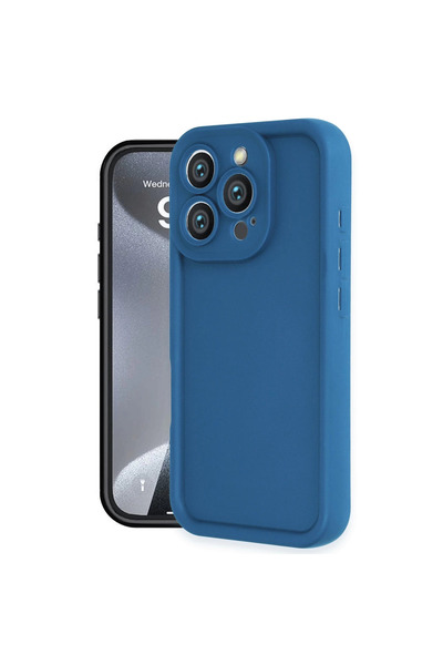 Marsilyan حافظة آيفون 16 برو من السيليكون - أزرق