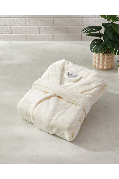 REDTAG Cream Flannel Bathrobe (M)