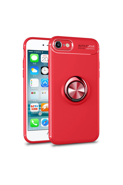 eco port حافظة آيفون 7 من السيليكون مع حلقة - حافظة سيليكون D ماصّ للصدمات حم...