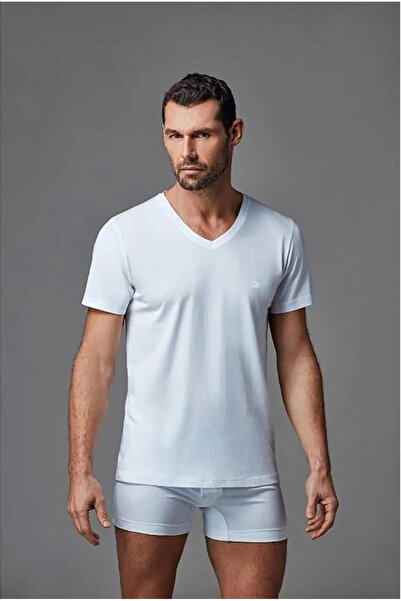 Dagi Men's V-Neck 100% Cotton 2-Pack Undershirt T-Shirt