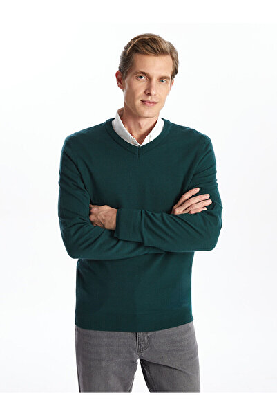 LC Waikiki LCWAIKIKI Pulover clasic pentru bărbați, cu decolteu în V, cu mâneci lungi