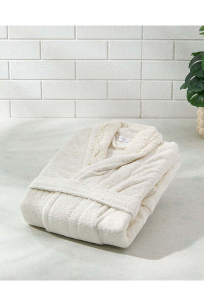 REDTAG رداء حمام مزين بالدانتيل باللون الكريمي (كبير)