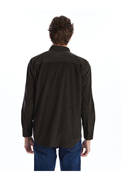 LC Waikiki Ανδρικό πουκάμισο με μακρυμάνικο βελούδο κατηγορίας Regular Fit SOUTHBLUE