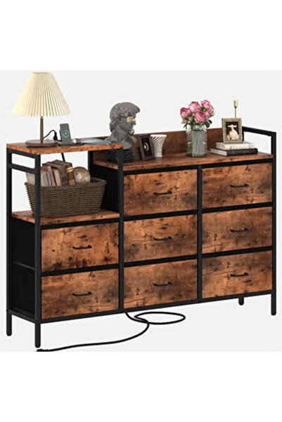 KEKE Dressing Storage Model with Electric 8 Drawers For Home inside Room 52.36" inch Brown Color