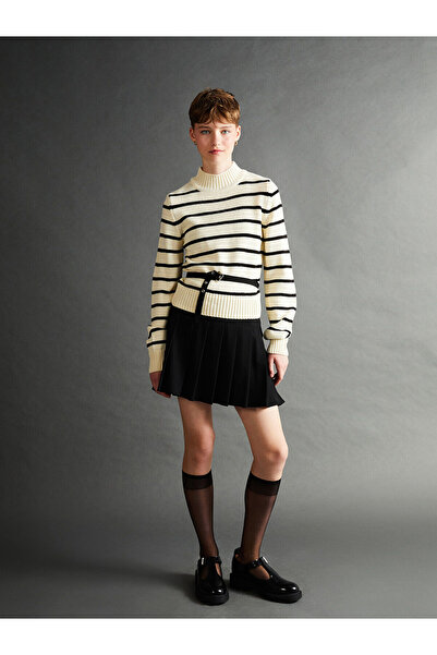 LC Waikiki Half Turtleneck Striped Long Sleeve Women's Knitwear Sweater