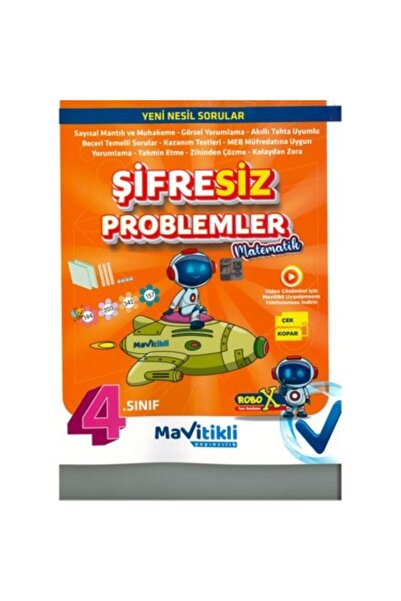 Mavitikli Yayıncılık MAVİTİKLİ 4.Sınıf Şifresiz Problemler - Matematik