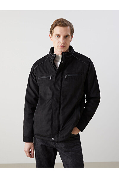 LC Waikiki Black Standard Fit Stand Collar Men's Coat