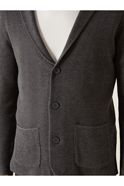 LC Waikiki Ανδρική ζακέτα πλεκτή με γιακά σάλι από ανθρακί τυπικής κατασκευής