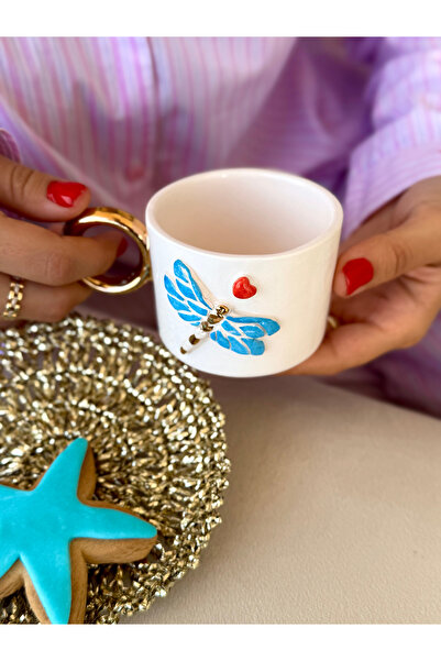 Yad Box 24K Gold Detaylı El Yapımı Yusufçuk Figürlü Seramik Fincan Hediye Kutusu