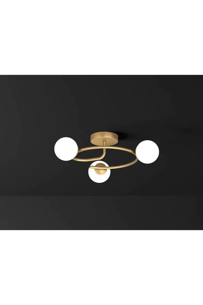 luminastar Circular chandelier with 3 white glass globes, E27, gold body, Ø54 cm