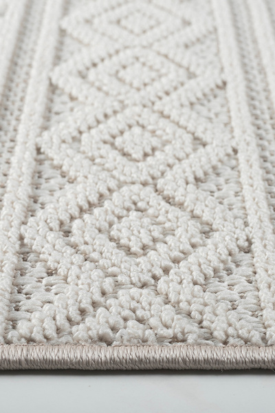 Santa Clara Krem Modern Yumuşak Dokulu Bukle Halı Salon Mutfak Koridor Dokuma Makine Halısı Antialerjik