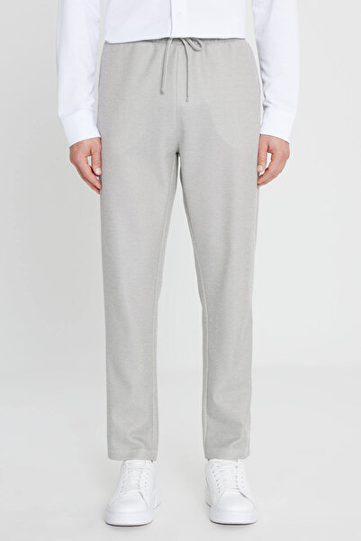 AC&Co / Altınyıldız Classics Ανδρικό παντελόνι από βαμβακερό χακί μελανζέ, κανονική εφαρμογή, κανονική εφαρμογή, με δεμένη μέση, πλαϊνές τσέπες