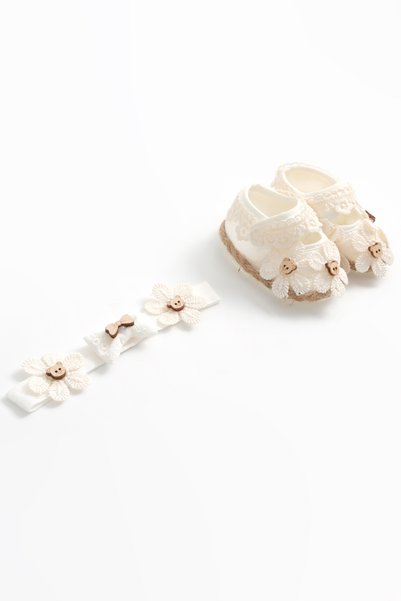 Soar Kids Aksesuar Newborn Organic Lace Detailed Bandana Booties