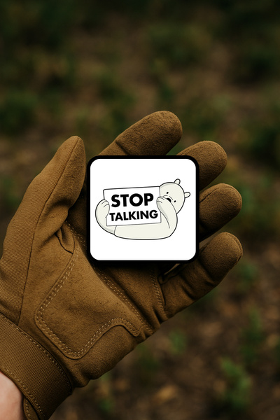 AHWALL شارة/شارة تزيينية/شعار لطيف على شكل دب قطبي مكتوب عليه 'توقف عن التحدث'