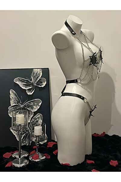 JInsh Punk Style Cool Women Party Banquet Costume Accessories Alloy Chain 2-Pieces Personality Body Chains