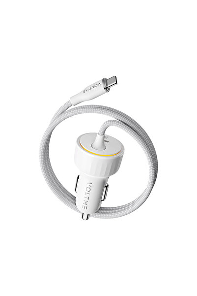 VOLTME Car Charger Cazo Speedo+ USB-C Port and Built-in USB-C Cable 60W - White