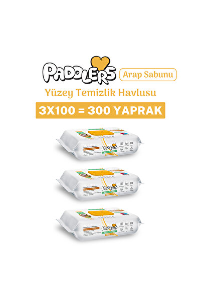 Paddlers Easy Clean Arap Sabun Katkılı Yüzey Temizlik Havlusu 3x100 (300 Yaprak)