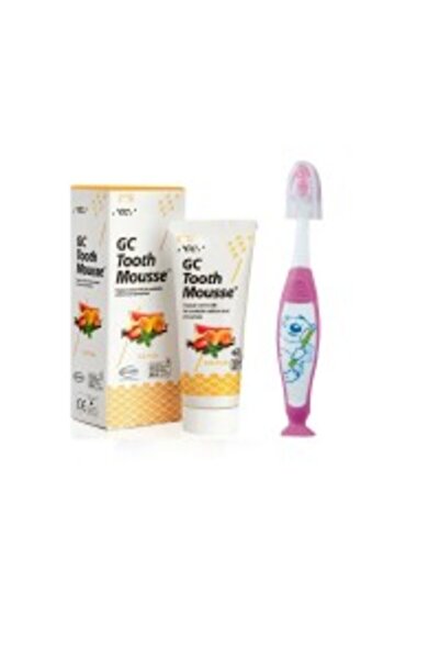 GC Tooth Mousse water-based topical cream set, tutti frutti, 40 g + children's toothbrush (0-7 yrs)