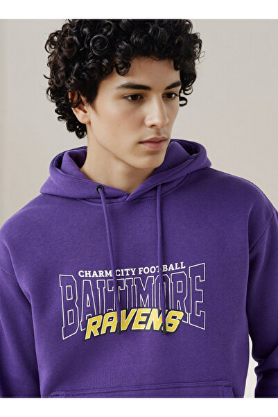 SP Characters Men Oversized Baltimore Ravens Print Hoodie