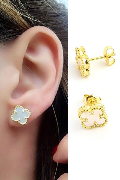 monalisatoka Kadın Gold Ekru Yonca Küpe