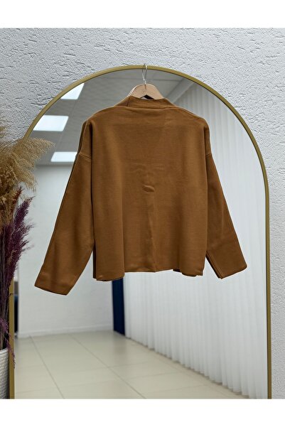 BENAHOLL Ferista Gold Buttoned Short Cardigan-Zi̇6157 Tan