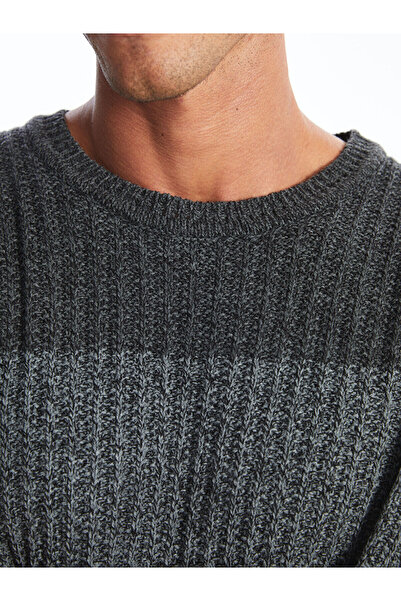 LC Waikiki Crew Neck Long Sleeve Color Blocked Men's Knitwear Sweater